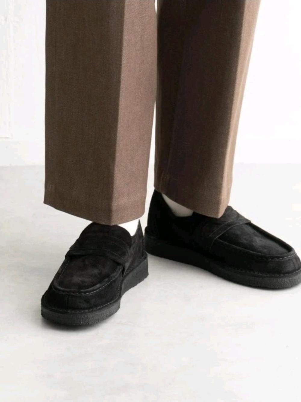 Clarks Nomad Wallabee Men's Black Suede Penny Loafers Crepe Sole